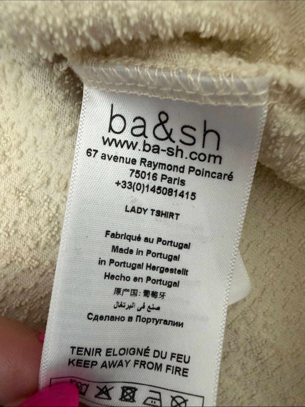 ba&sh Pio Short Sleeve Boxy Tee Knit T-Shirt Ivory Cream Size Medium M - Picture 7 of 9